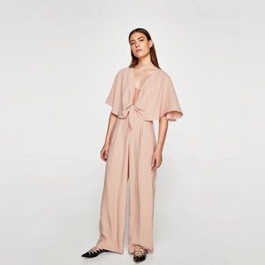 NWT Zara AW17 Cape Jumpsuit | Nude Pink Lace | Studio Collection M